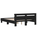 sengeramme med sengegavl 150x200 cm konstrueret træ sort