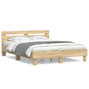 sengeramme med sengegavl 140x200 cm konstrueret træ sonoma-eg