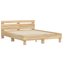sengeramme med sengegavl 140x190 cm konstrueret træ sonoma-eg