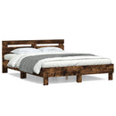 sengeramme med sengegavl 140x190 cm konstrueret træ røget eg