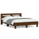 sengeramme med sengegavl 140x190 cm konstrueret træ brunt eg