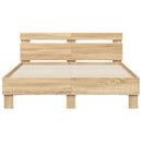 sengeramme med sengegavl 135x190 cm konstrueret træ sonoma-eg