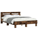 sengeramme med sengegavl 135x190 cm konstrueret træ røget eg