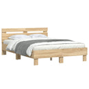 sengeramme med sengegavl 120x190 cm konstrueret træ sonoma-eg