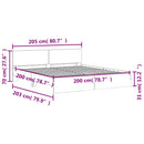sengeramme med sengegavl 200x200 cm sonoma-eg