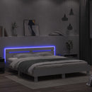 sengeramme med sengegavl og LED-lys 200x200 cm hvid