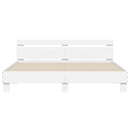 sengeramme med sengegavl og LED-lys 200x200 cm hvid