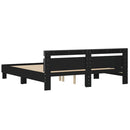 sengeramme med sengegavl og LED-lys 200x200 cm sort