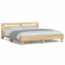 sengeramme med sengegavl og LED-lys 200x200 cm sonoma-eg