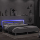 sengeramme med sengegavl og LED-lys 180x200 cm hvid