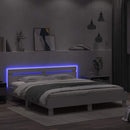 sengeramme med sengegavl og LED-lys 180x200 cm hvid