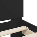sengeramme med sengegavl og LED-lys 180x200 cm sort