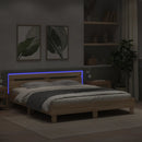 sengeramme med sengegavl og LED-lys 180x200 cm sonoma-eg