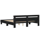 sengeramme med sengegavl og LED-lys 160x200 cm sort