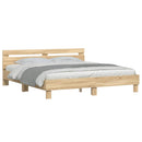 sengeramme med sengegavl og LED-lys 160x200 cm sonoma-eg