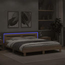 sengeramme med sengegavl og LED-lys 160x200 cm sonoma-eg