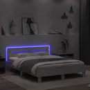 sengeramme med sengegavl og LED-lys 150x200 cm hvid