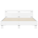 sengeramme med sengegavl og LED-lys 150x200 cm hvid