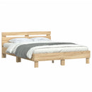 sengeramme med sengegavl og LED-lys 150x200 cm sonoma-eg