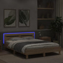 sengeramme med sengegavl og LED-lys 150x200 cm sonoma-eg