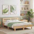 sengeramme med sengegavl og LED-lys 150x200 cm sonoma-eg