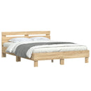 sengeramme med sengegavl og LED-lys 140x200 cm sonoma-eg