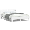 sengeramme med sengegavl og LED-lys 120x200 cm hvid