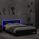 sengeramme med sengegavl og LED-lys 120x200 cm sort