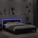 sengeramme med sengegavl og LED-lys 140x190 cm sort