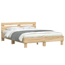 sengeramme med sengegavl og LED-lys 140x190 cm sonoma-eg