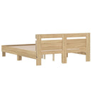 sengeramme med sengegavl og LED-lys 140x190 cm sonoma-eg