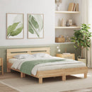 sengeramme med sengegavl og LED-lys 140x190 cm sonoma-eg
