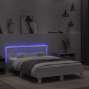 sengeramme med sengegavl og LED-lys 135x190 cm hvid