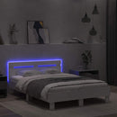 sengeramme med sengegavl og LED-lys 135x190 cm hvid
