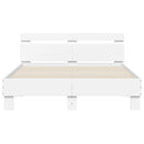 sengeramme med sengegavl og LED-lys 135x190 cm hvid