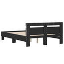 sengeramme med sengegavl og LED-lys 135x190 cm sort