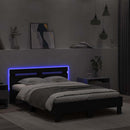 sengeramme med sengegavl og LED-lys 120x190 cm sort