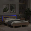 sengeramme med sengegavl og LED-lys 120x190 cm sonoma-eg