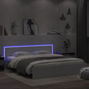 sengeramme med sengegavl og LED-lys 200x200 cm hvid