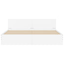 sengeramme med sengegavl og LED-lys 200x200 cm hvid
