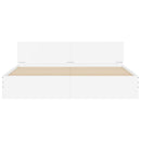 sengeramme med sengegavl og LED-lys 200x200 cm hvid