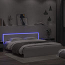sengeramme med sengegavl og LED-lys 180x200 cm hvid