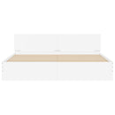 sengeramme med sengegavl og LED-lys 180x200 cm hvid