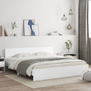 sengeramme med sengegavl og LED-lys 180x200 cm hvid