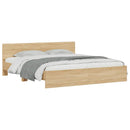 sengeramme med sengegavl og LED-lys 180x200 cm sonoma-eg