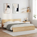 sengeramme med sengegavl og LED-lys 180x200 cm sonoma-eg