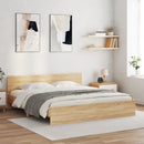 sengeramme med sengegavl og LED-lys 180x200 cm sonoma-eg