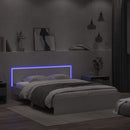sengeramme med sengegavl og LED-lys 160x200 cm hvid