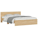sengeramme med sengegavl og LED-lys 160x200 cm sonoma-eg