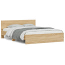 sengeramme med sengegavl og LED-lys 160x200 cm sonoma-eg